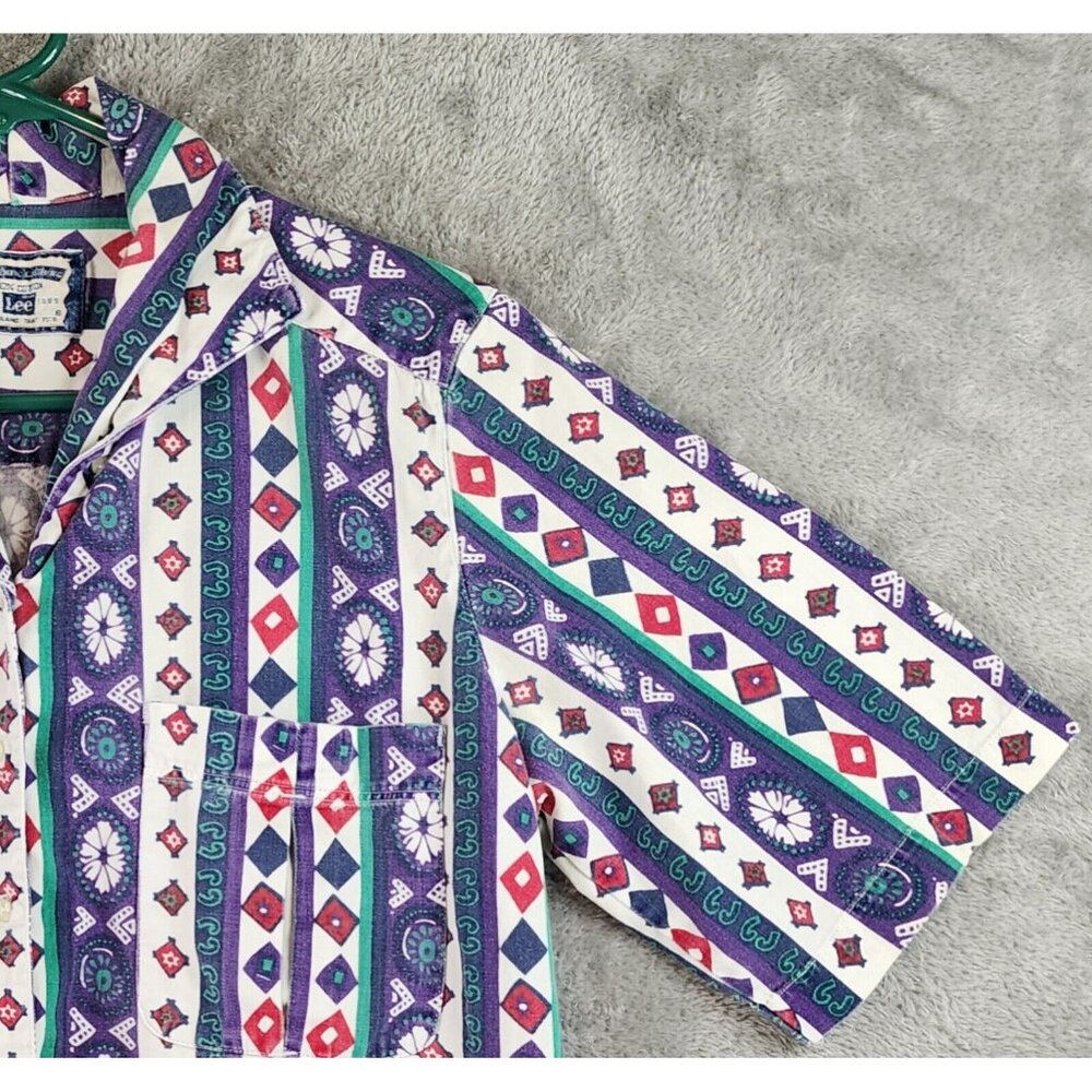 Lee Shirt Womens Extra Large Purple Striped Western Vintage Distressed Button up - Picture 8 of 9